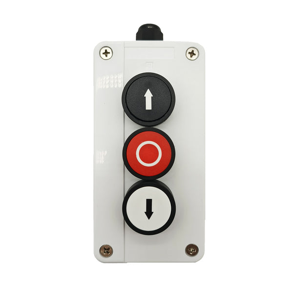Interrupteur manuel à bouton poussoir haut-arrêt-bas avec boîtier étanche (Modèle 0040024)