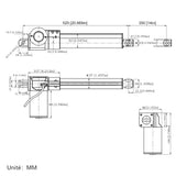 Vérin électrique industriel course réglable 350mm avec interrupteur magnétique électronique (Modèle 0041533-3)