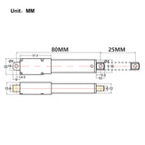 Vérin électrique miniature course 25MM Micro actionneur linéaire 188N 19kg (Modèle 0041624)