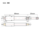 Vérin électrique miniature course 25MM Micro actionneur linéaire 188N
