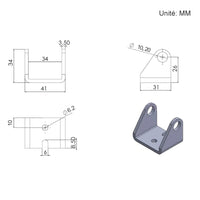 Support de montage fixe D pour verin électrique (Modèle 0043007)