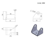 Support de montage fixe D pour verin électrique (Modèle 0043007)