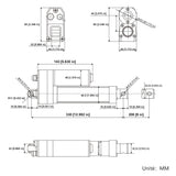 3500N Vérin électrique étanche IP67 avec fin de course magnétique – Course réglable de 200 mm (Modèle 0041936-3)