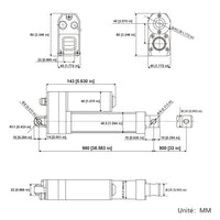 3500N Vérin électrique étanche IP67 / Vérin silencieux 800MM Course (Modèle 0041945)