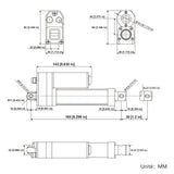 Vérin électrique étanche & silencieux | Capteur effet hall intégré – 30MM course (Modèle 0041932-1)