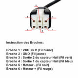 Câble d'alimentation d'extension de 2,5 m pour vérins électriques de type A, B ou J avec capteur à effet Hall (Modèle 0043043)