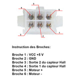 Câble adaptateur 6 broches femelle pour vérins à capteur à effet Hall