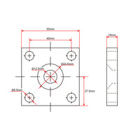 Support de plaque plate carrée fixe à tête pour vérin électrique B